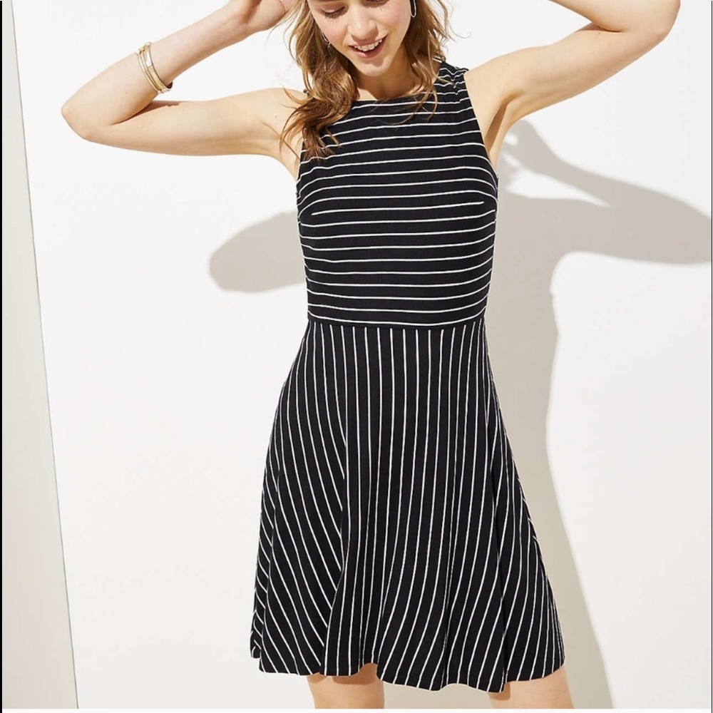 Loft | striped fit and flare dress 14